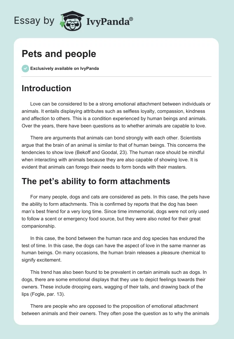 Pets and people. Page 1
