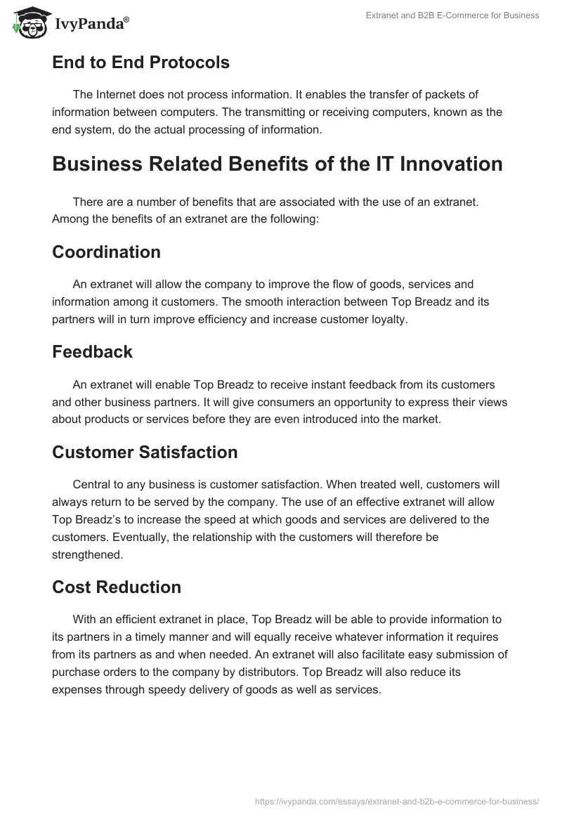 Extranet and B2B E-Commerce for Business. Page 5
