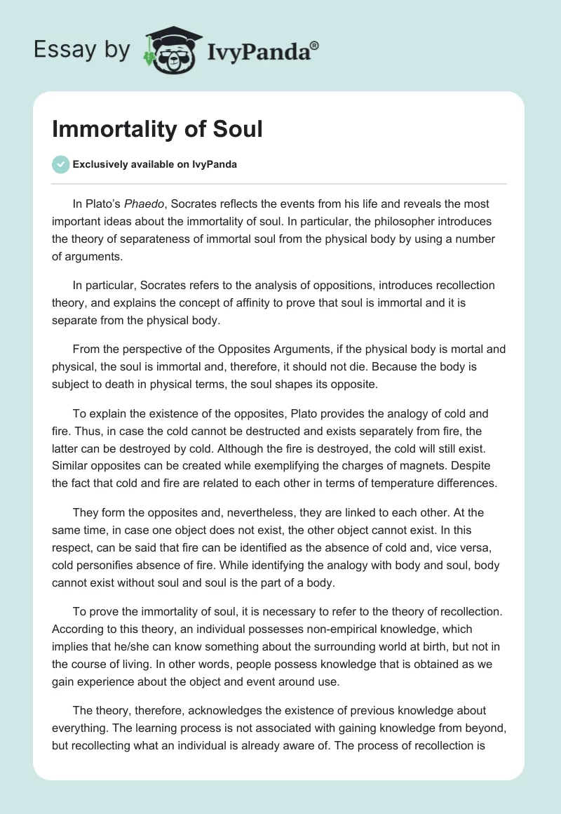 Immortality of Soul. Page 1