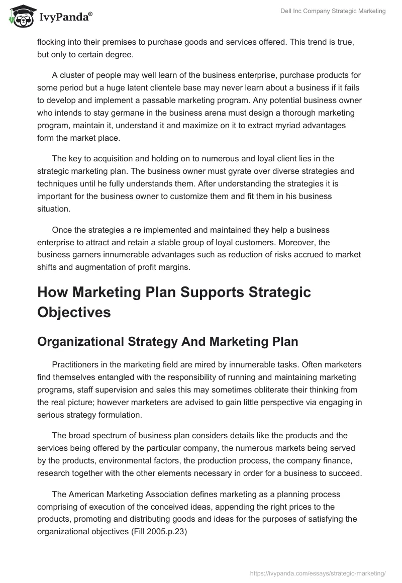 Dell Inc. Company Strategic Marketing. Page 2
