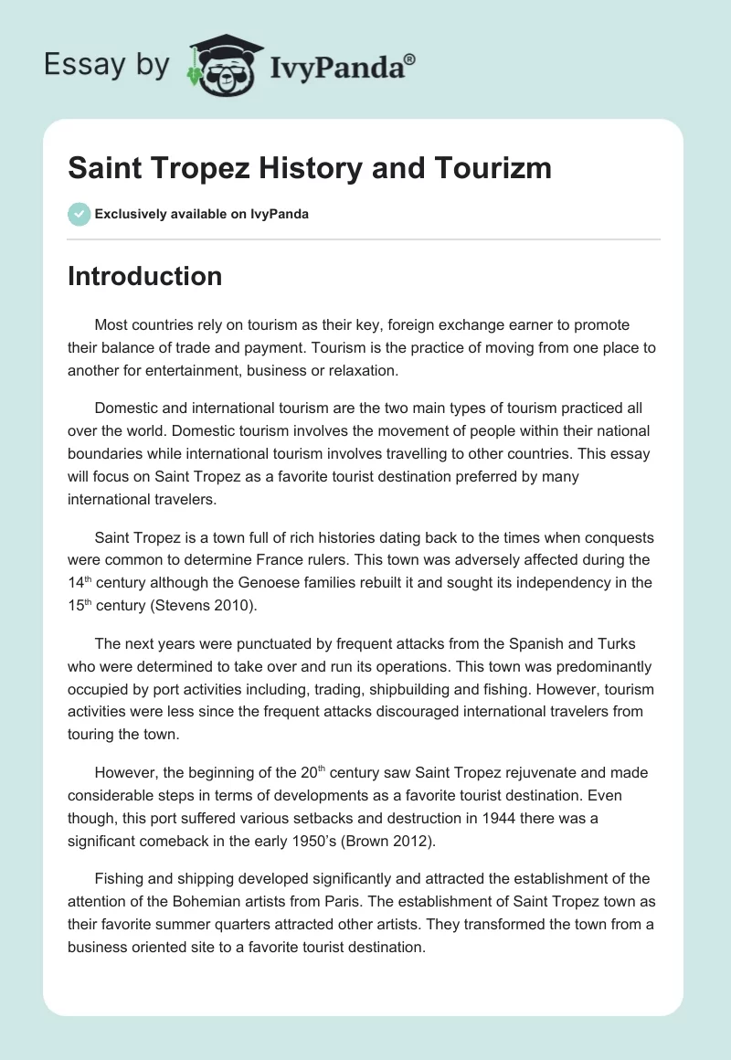 Saint Tropez History and Tourizm. Page 1