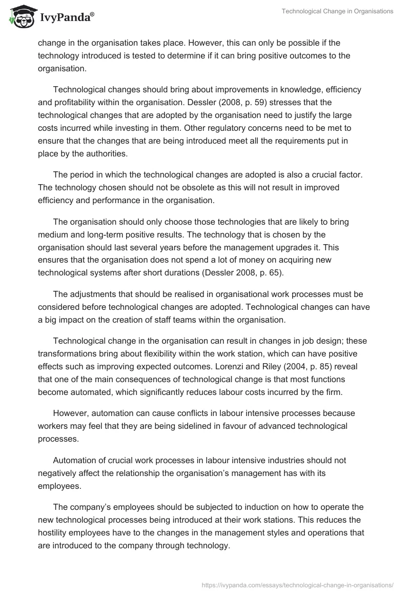 Technological Change in Organisations. Page 3
