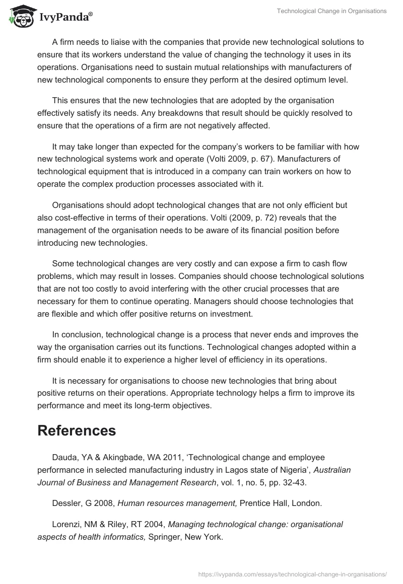 Technological Change in Organisations. Page 5