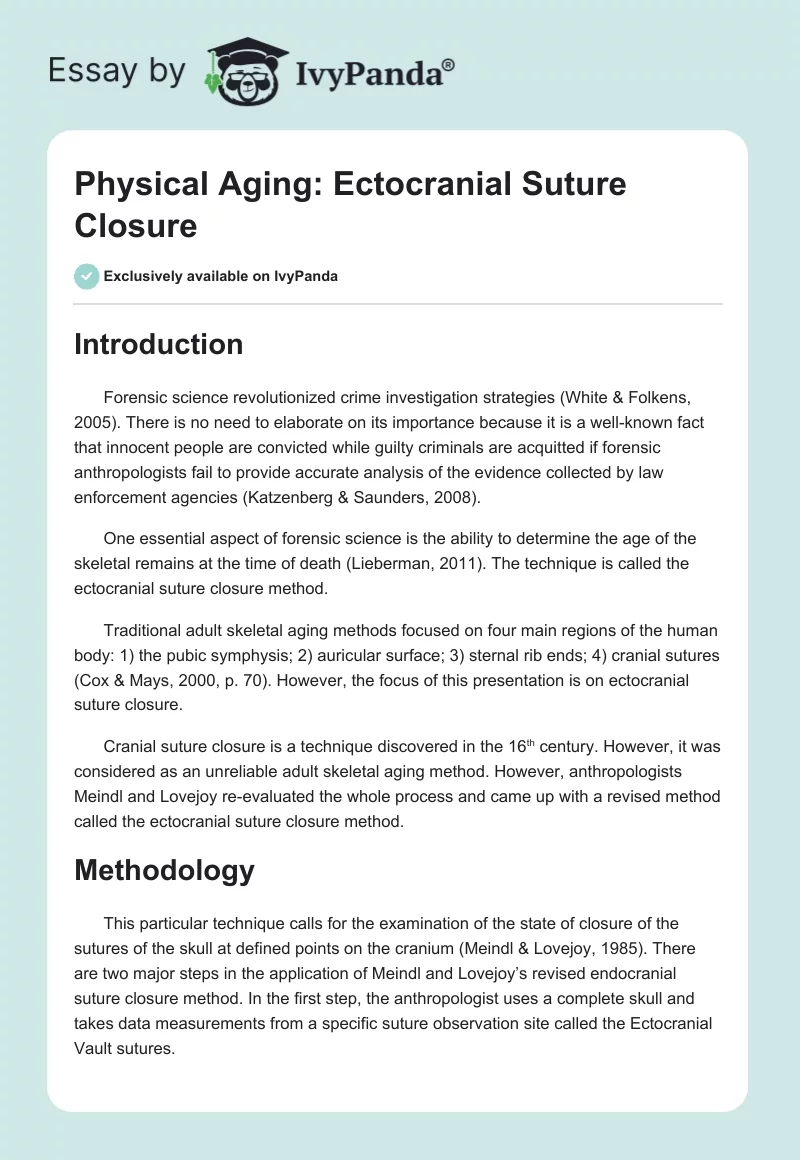 Physical Aging: Ectocranial Suture Closure. Page 1