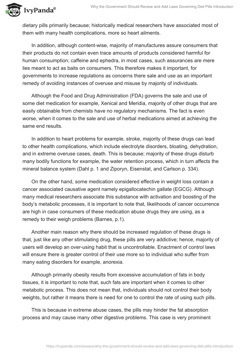 Why the Government Should Review and Add Laws Governing Diet Pills Introduction. Page 2
