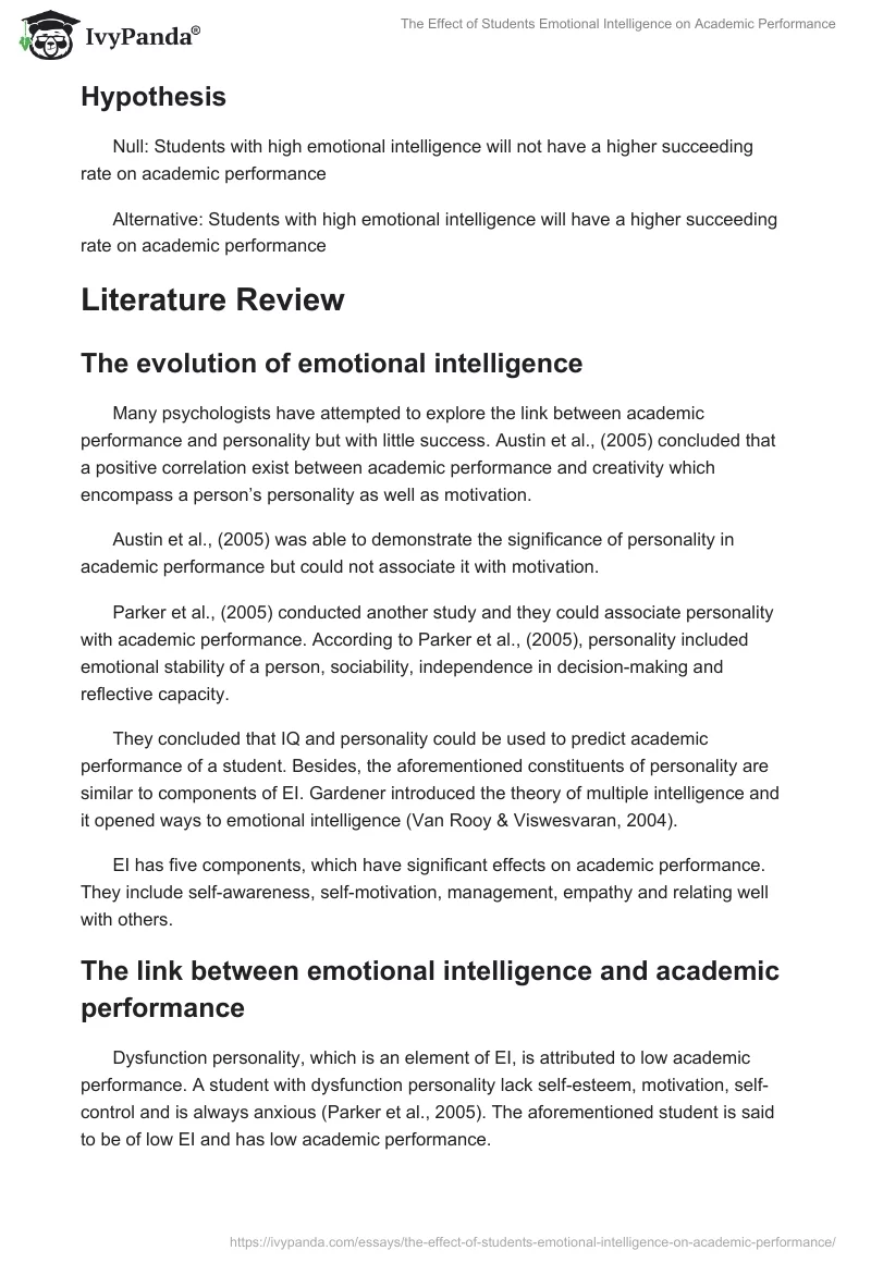 The Effect of Students Emotional Intelligence on Academic Performance. Page 3