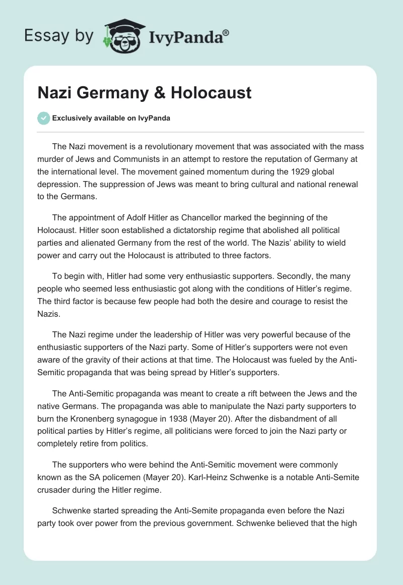 Nazi Germany & Holocaust. Page 1