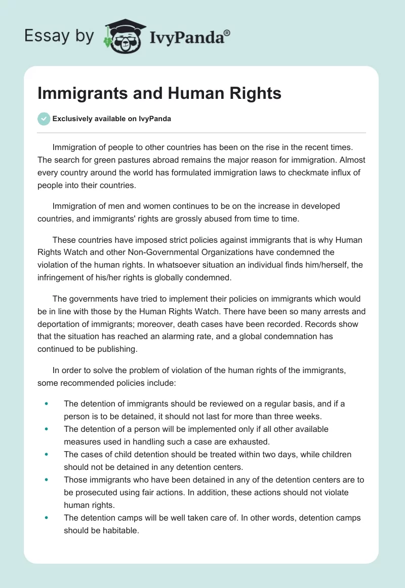 Immigrants and Human Rights. Page 1