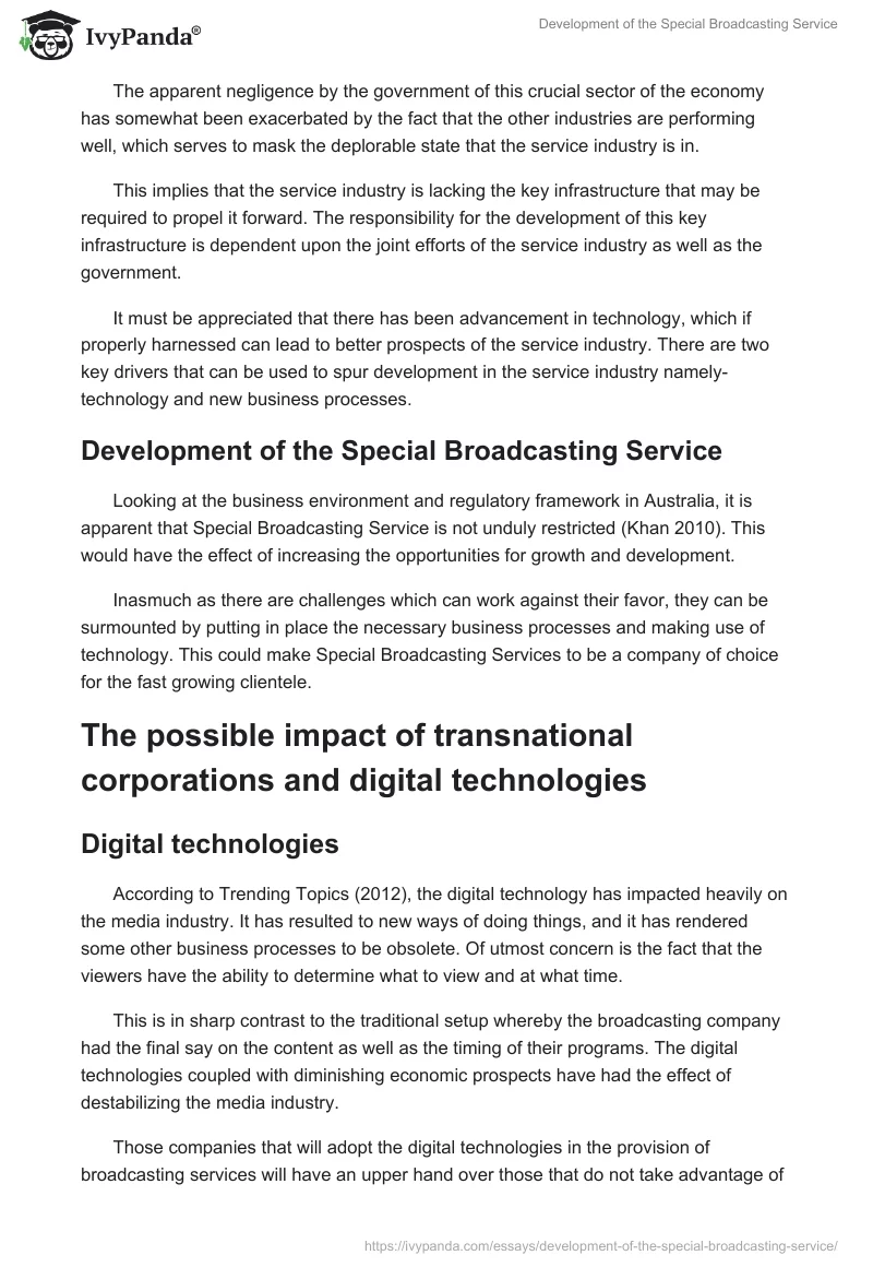 Development of the Special Broadcasting Service. Page 5