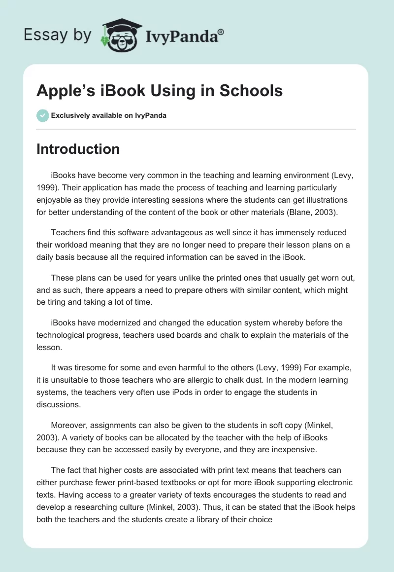 Apple’s iBook Using in Schools. Page 1