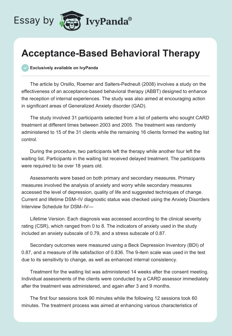 Acceptance-Based Behavioral Therapy. Page 1
