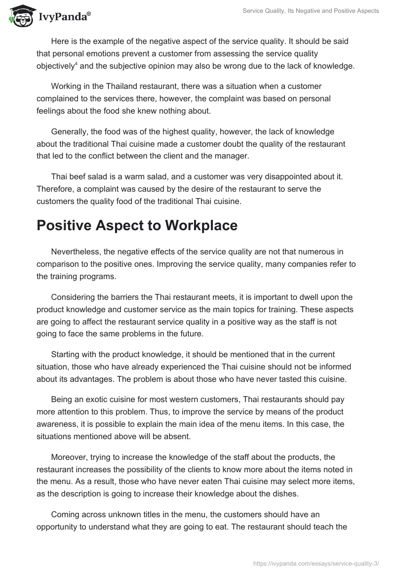 Service Quality, Its Negative and Positive Aspects. Page 2