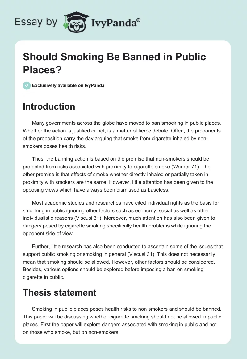 argumentative essay about smoking in public places should be banned