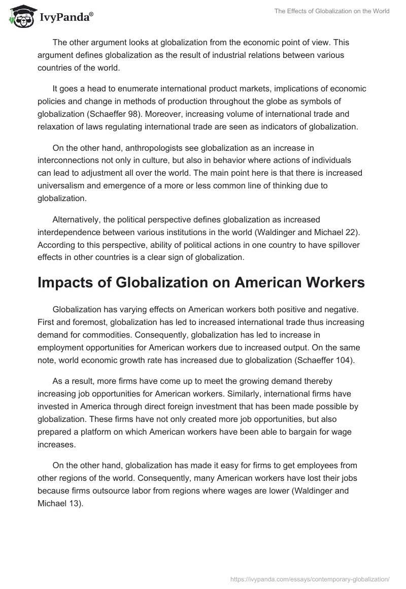 The Effects of Globalization on the World. Page 2