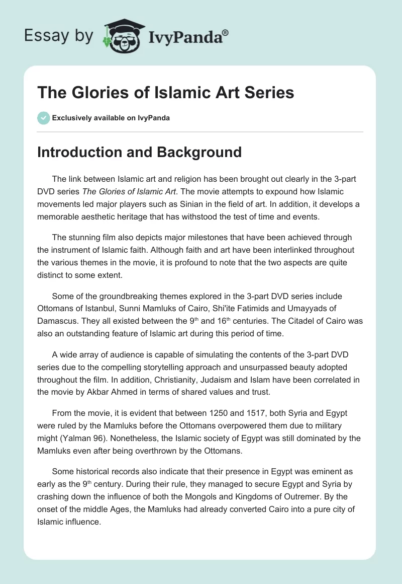 The Glories of Islamic Art Series. Page 1