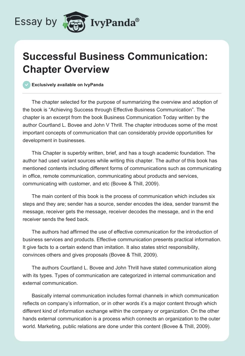 Successful Business Communication: Chapter Overview. Page 1