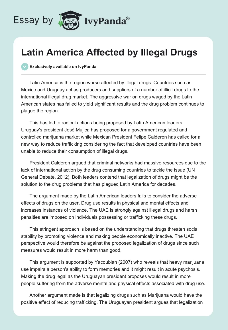 Latin America Affected by Illegal Drugs. Page 1