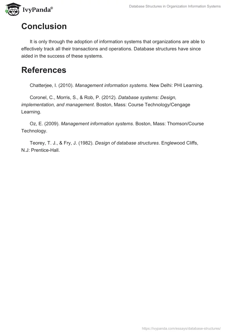 Database Structures in Organization Information Systems. Page 4