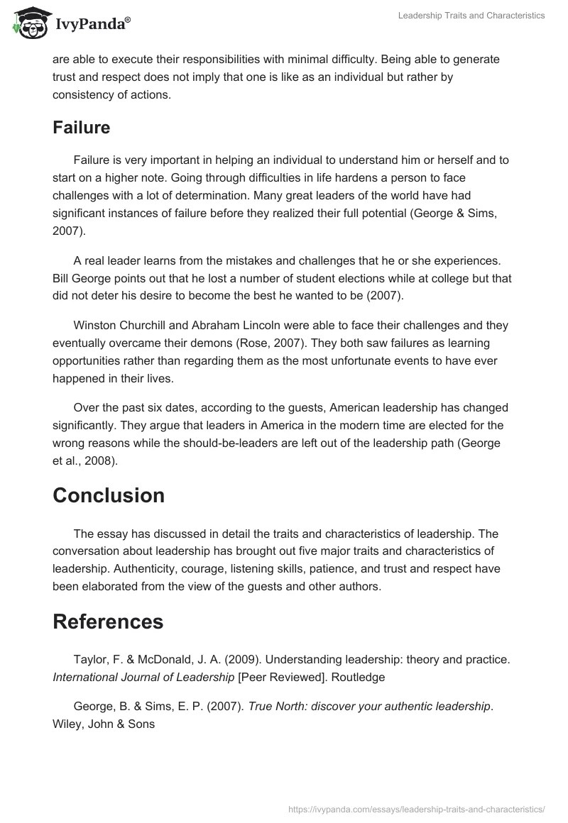 Leadership Traits and Characteristics. Page 5