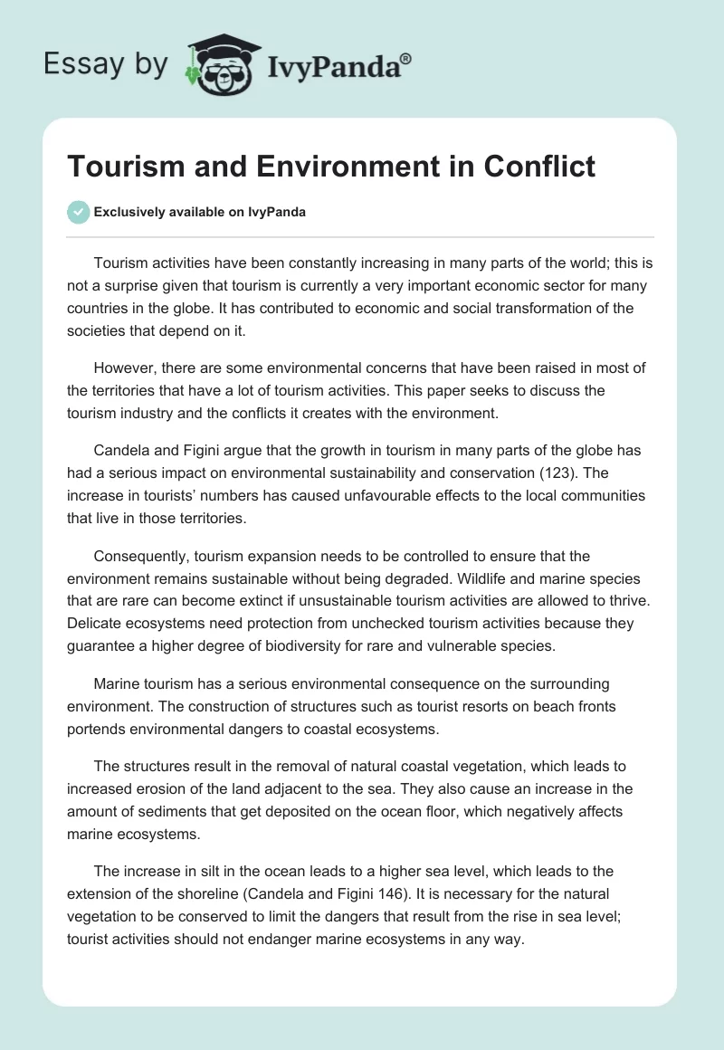 Tourism and Environment in Conflict. Page 1