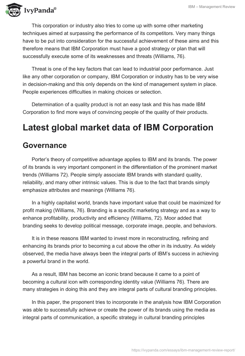 IBM – Management Review. Page 4