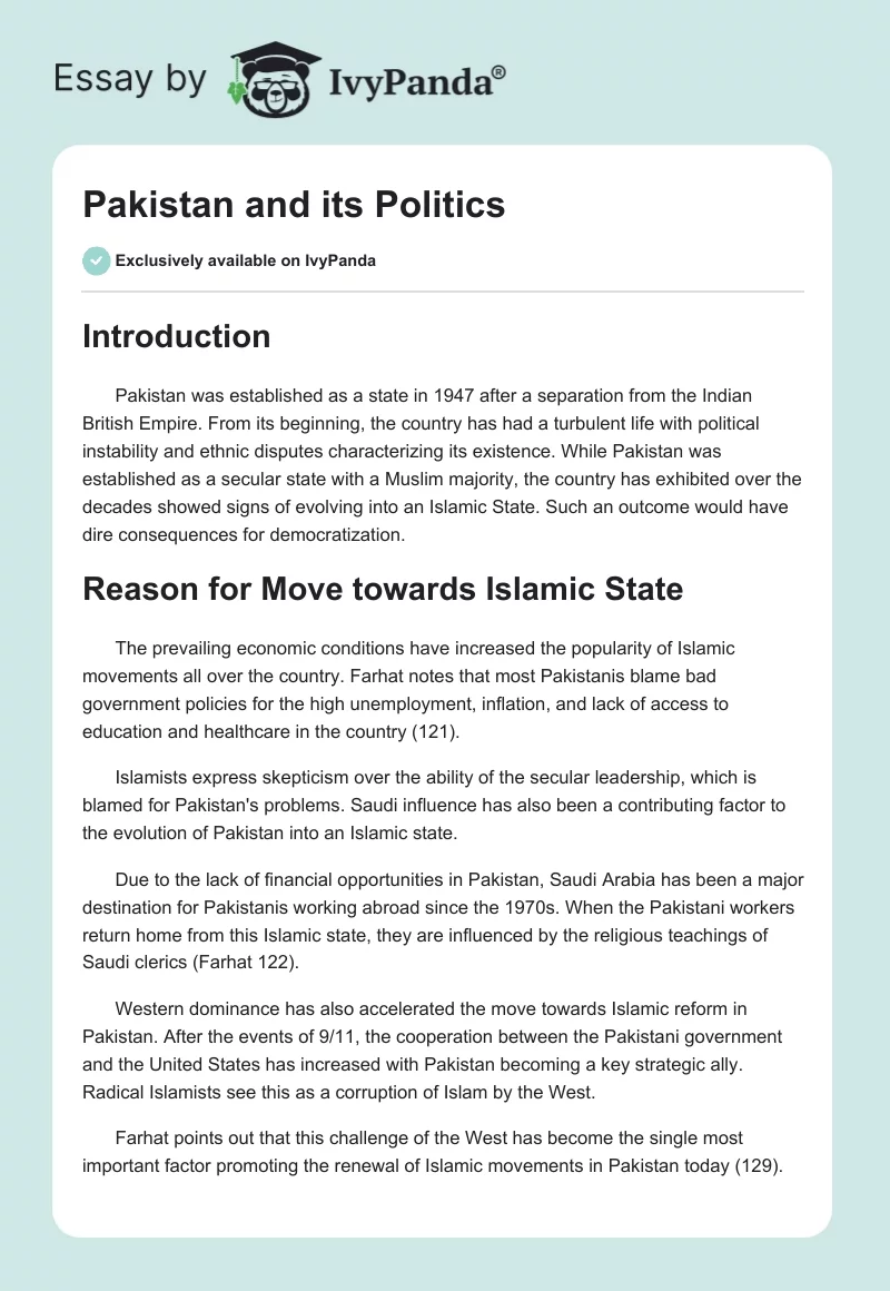 Pakistan and its Politics. Page 1