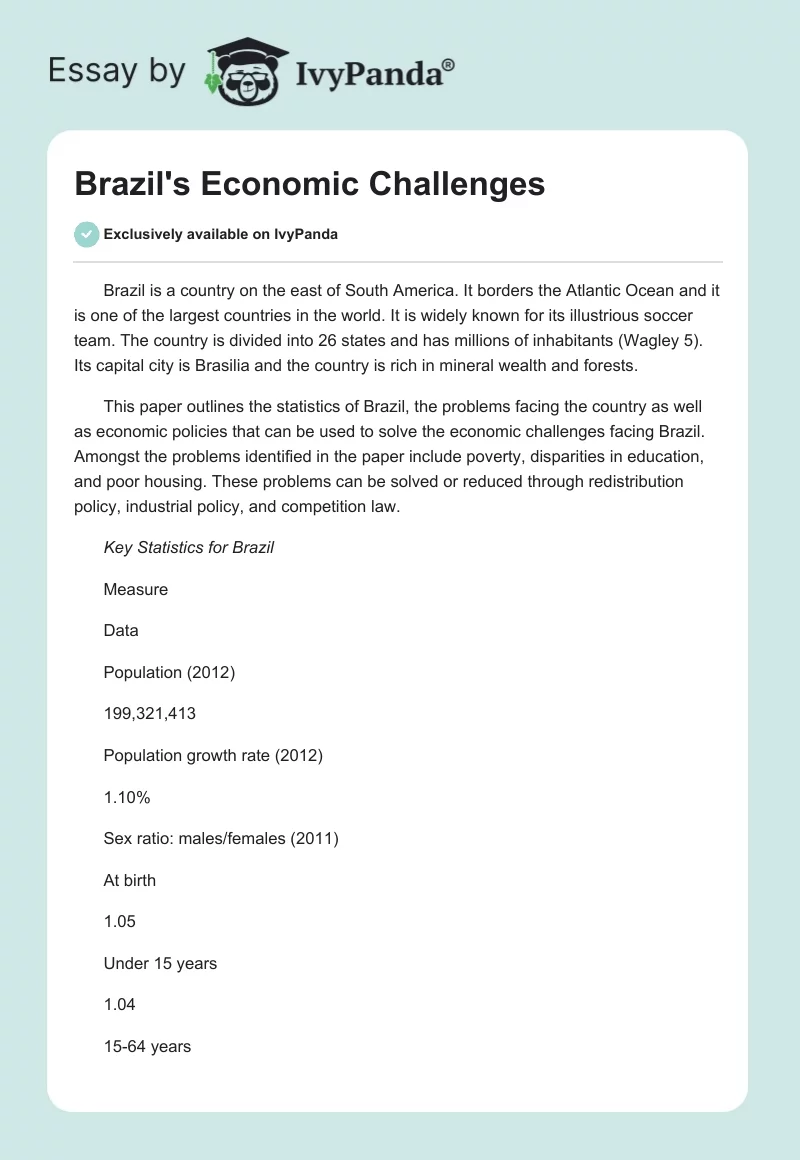 Brazil's Economic Challenges. Page 1