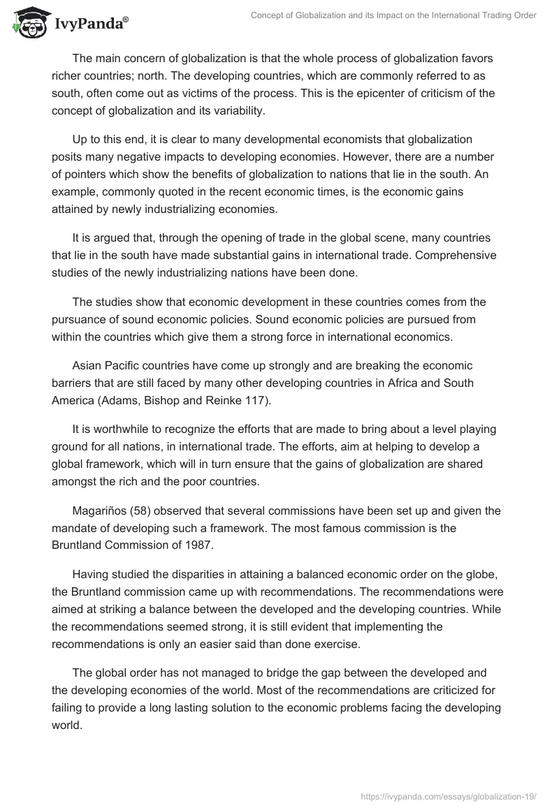 Concept of Globalization and Its Impact on the International Trading Order. Page 2