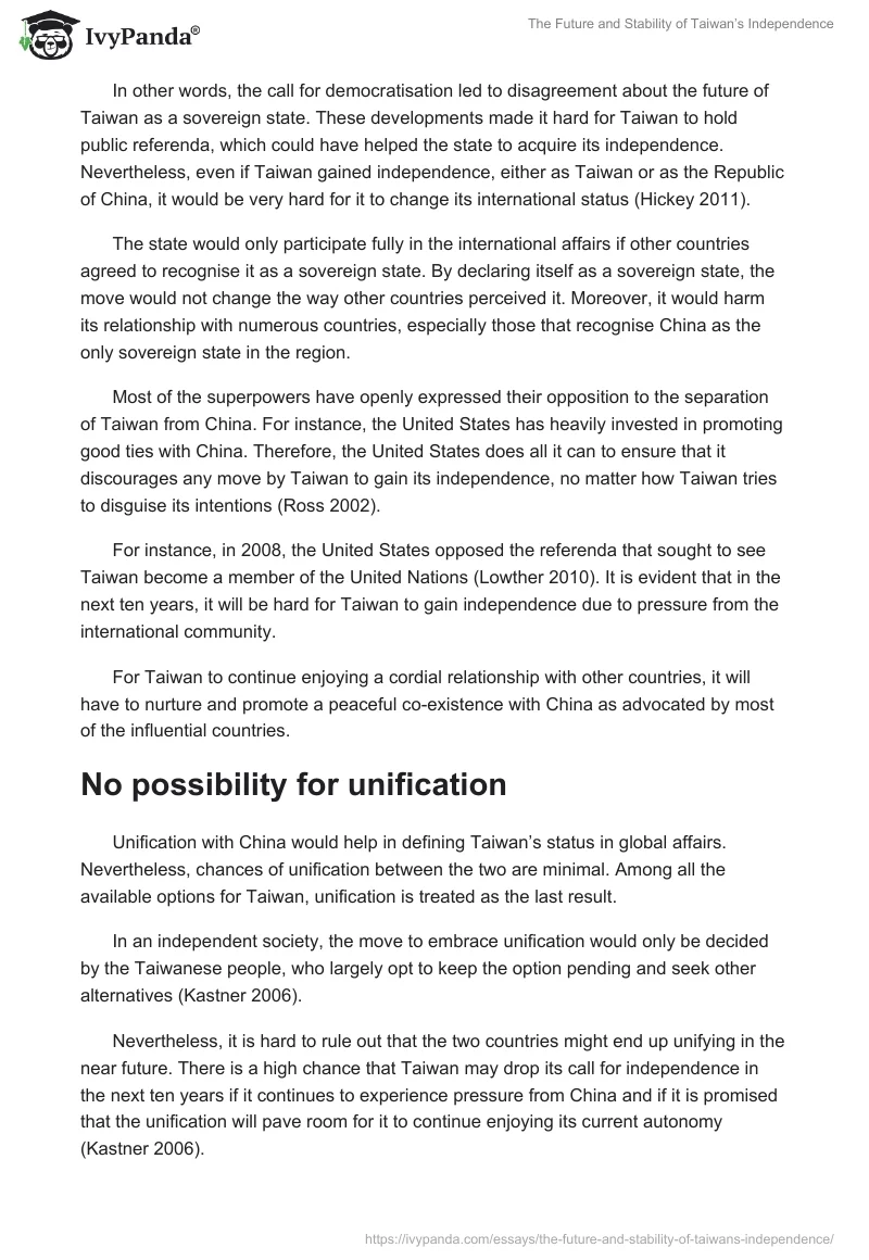 The Future and Stability of Taiwan’s Independence. Page 2