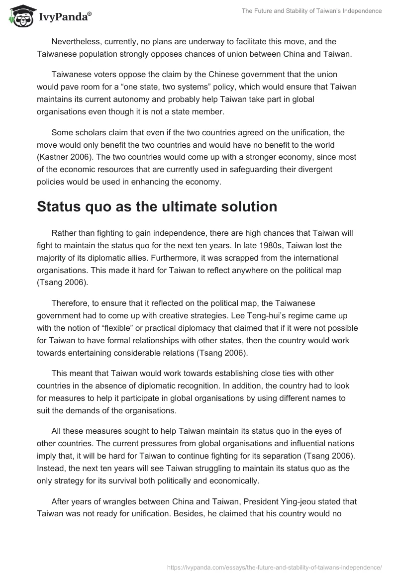 The Future and Stability of Taiwan’s Independence. Page 3