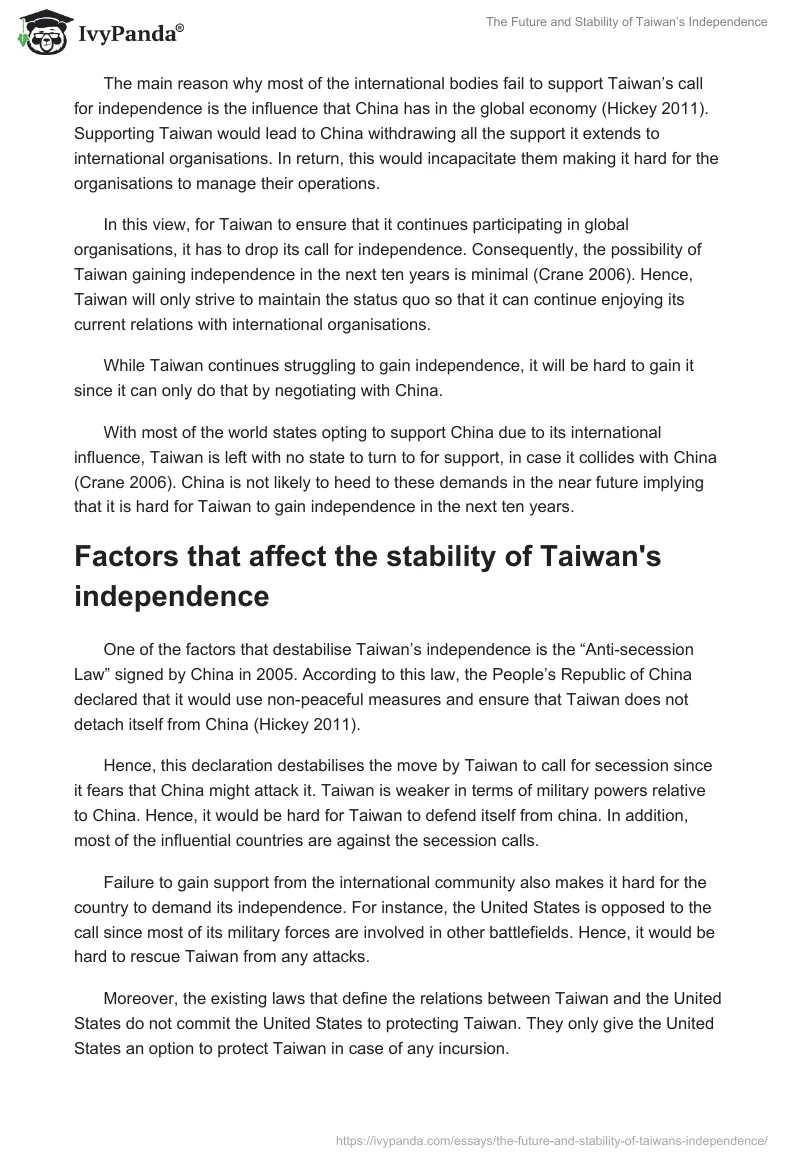 The Future and Stability of Taiwan’s Independence. Page 5