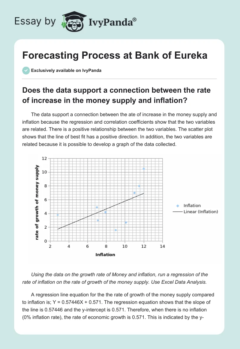 Forecasting Process at Bank of Eureka. Page 1