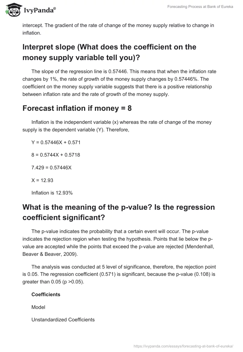 Forecasting Process at Bank of Eureka. Page 2