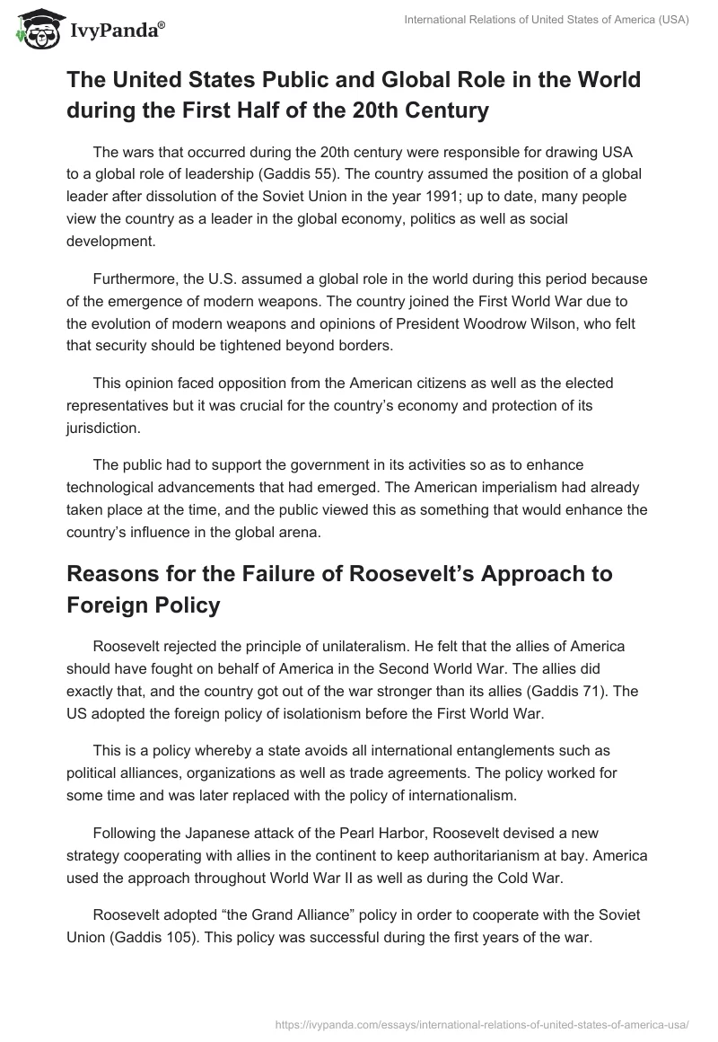 International Relations of United States of America (USA). Page 2