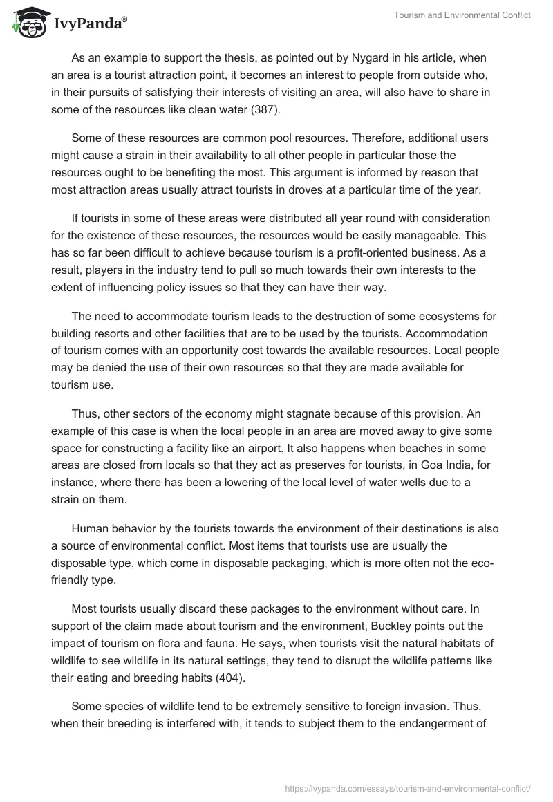 Tourism and Environmental Conflict. Page 2