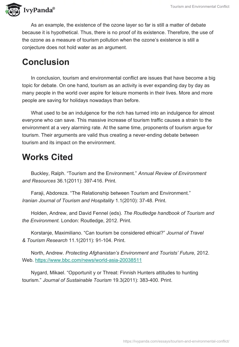 Tourism and Environmental Conflict. Page 5