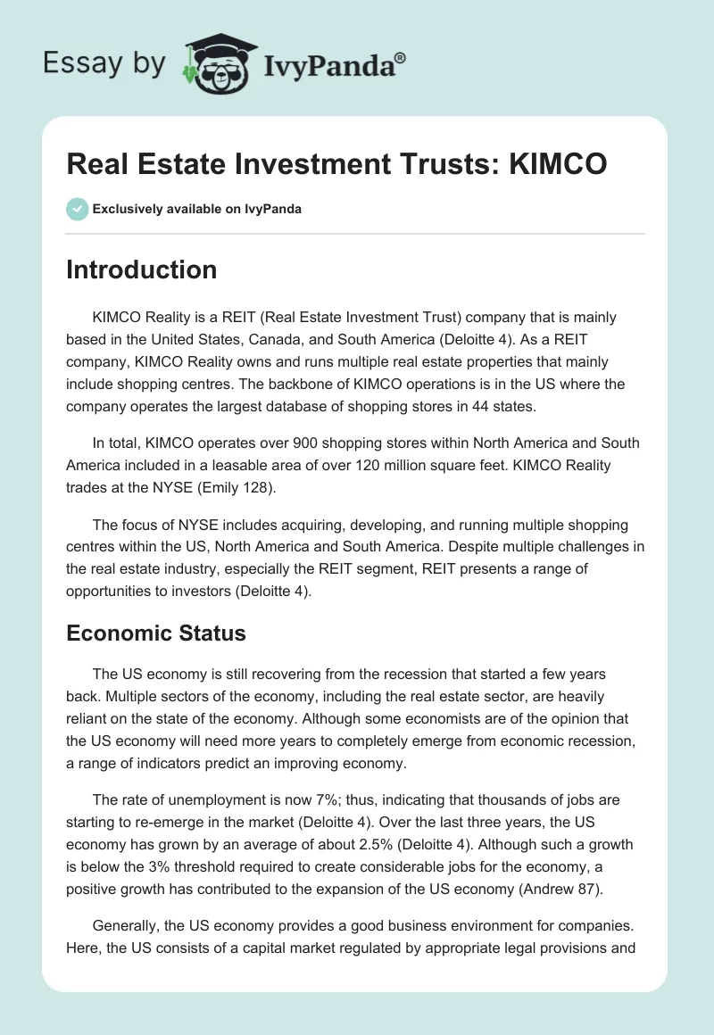 Real Estate Investment Trusts: KIMCO. Page 1