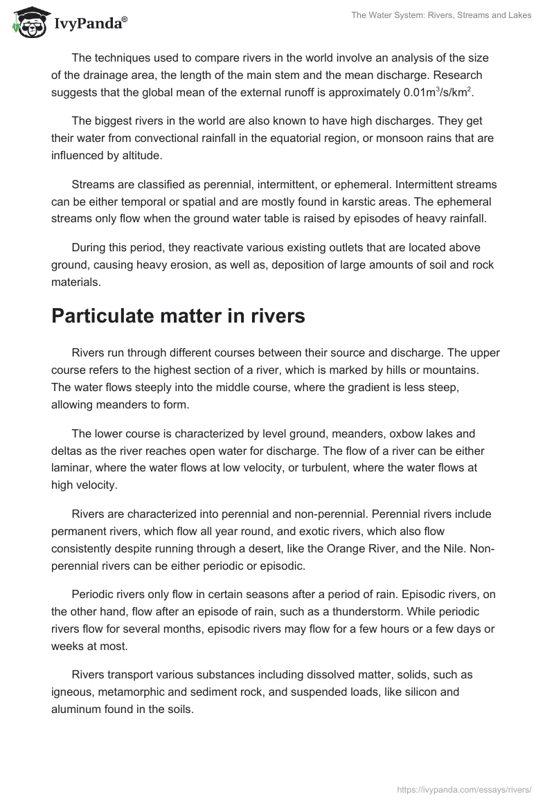 The Water System: Rivers, Streams and Lakes. Page 2