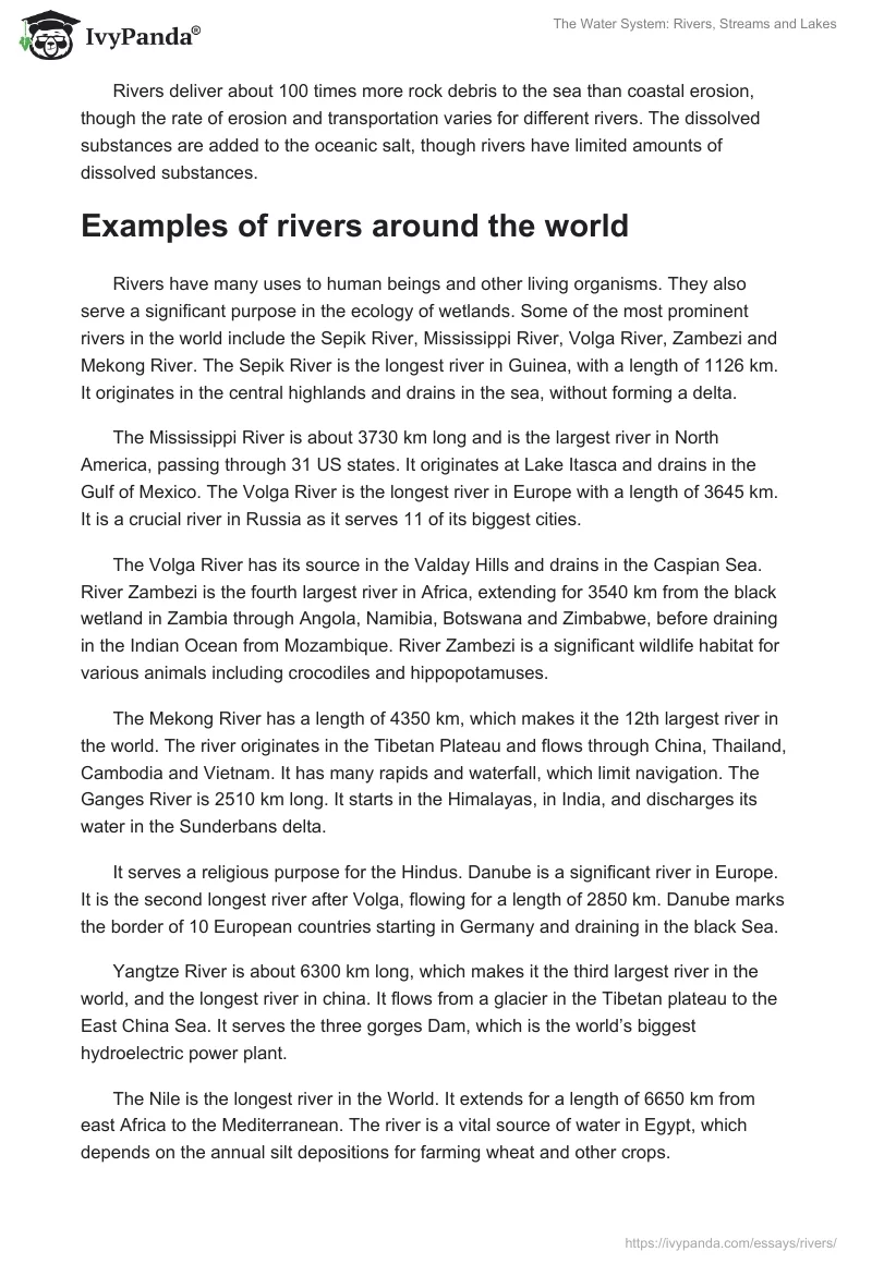 The Water System: Rivers, Streams and Lakes. Page 3