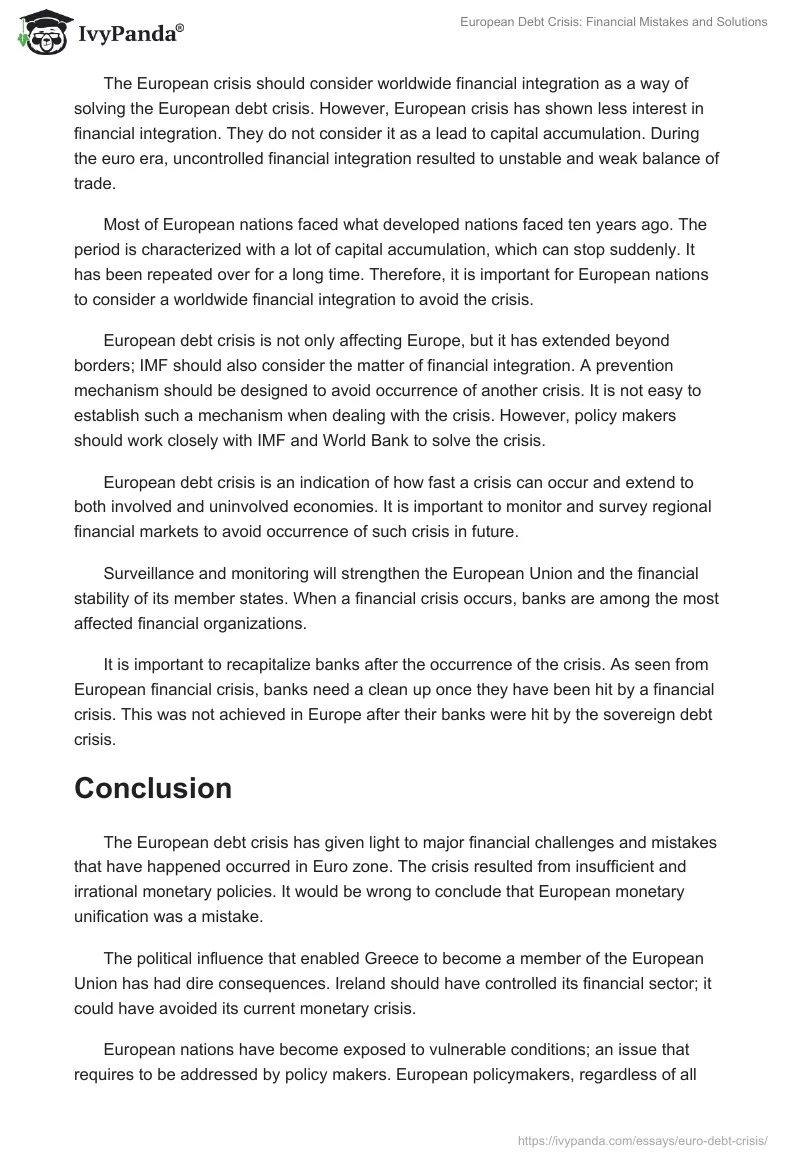 European Debt Crisis: Financial Mistakes and Solutions. Page 5