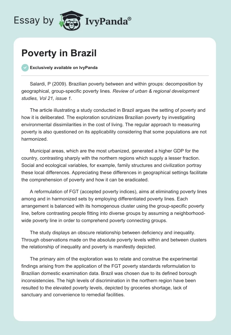 Poverty in Brazil. Page 1