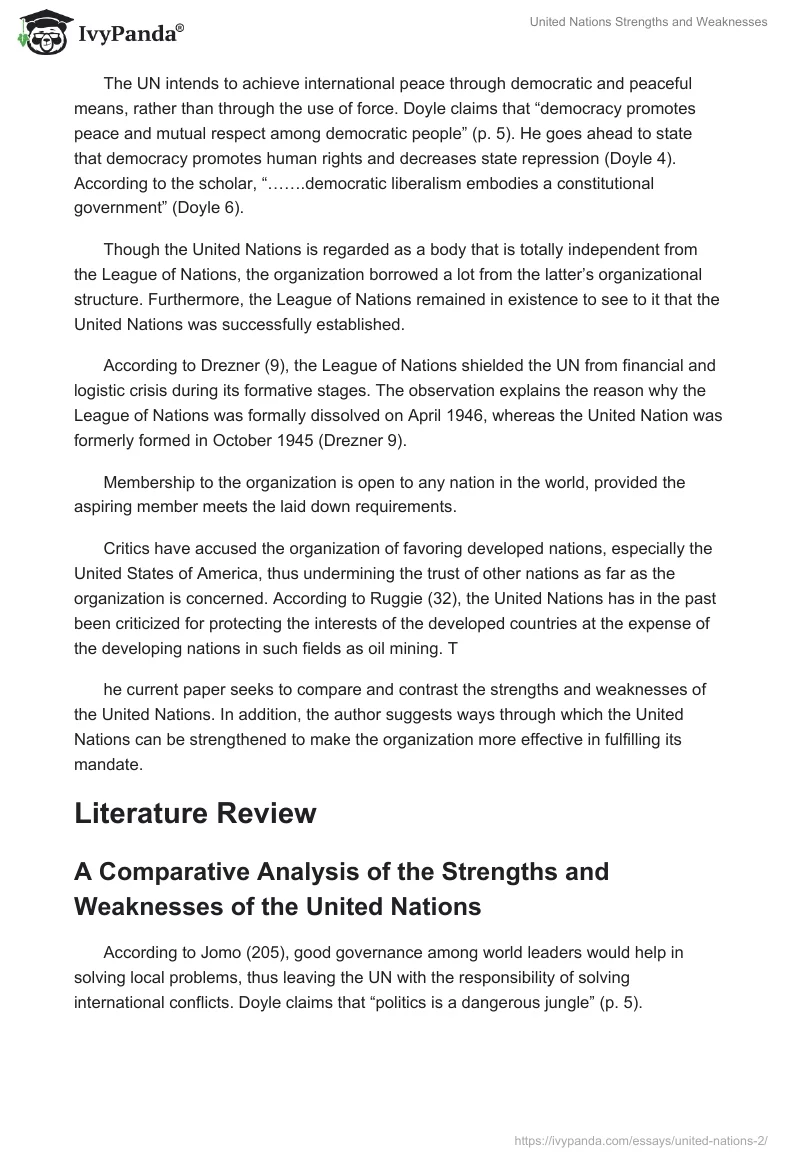 United Nations Strengths and Weaknesses. Page 2