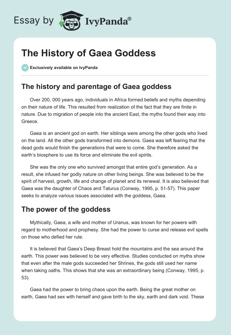 The History of Gaea Goddess. Page 1