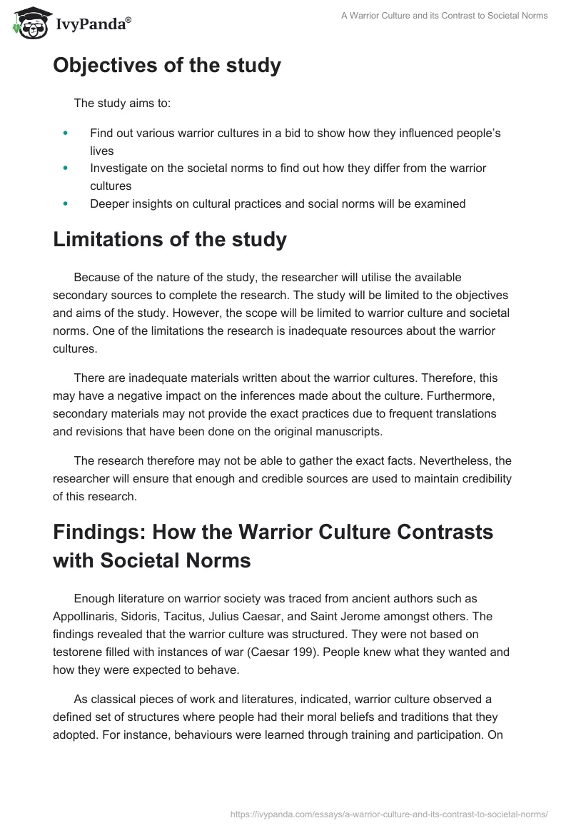 A Warrior Culture and Its Contrast to Societal Norms. Page 2