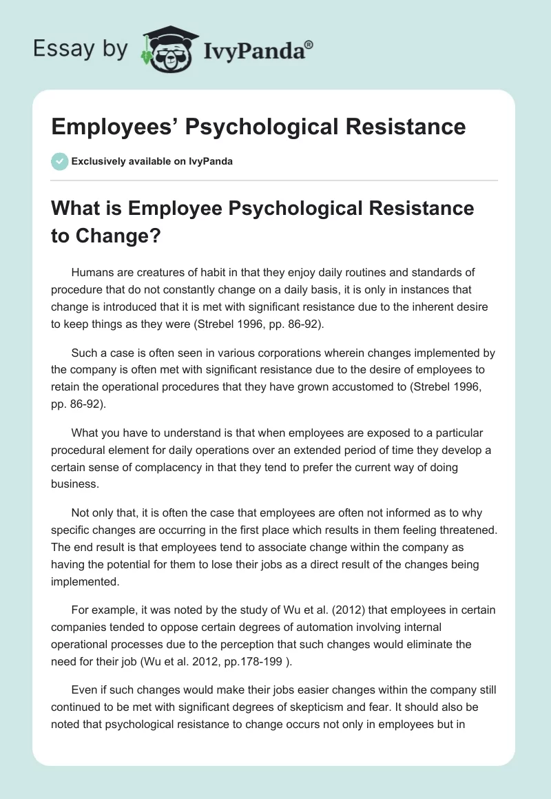 Employees’ Psychological Resistance. Page 1