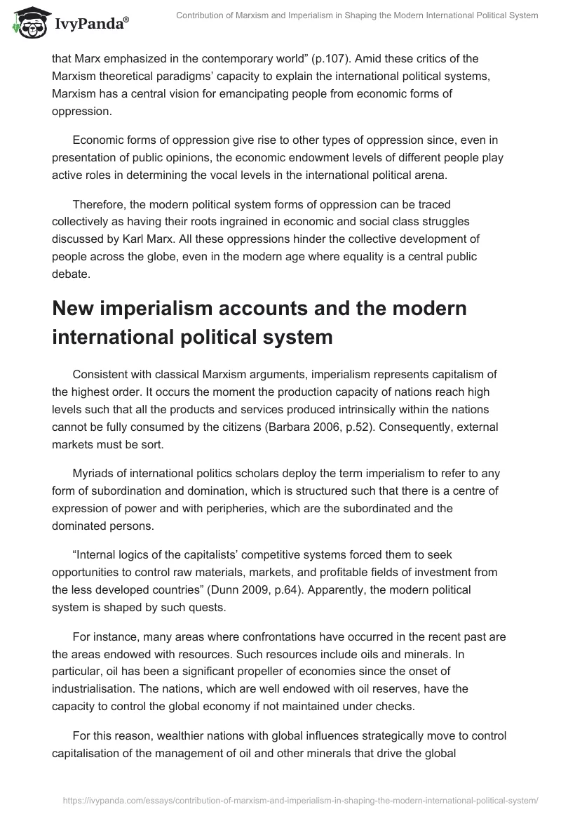 Contribution of Marxism and Imperialism in Shaping the Modern International Political System. Page 5
