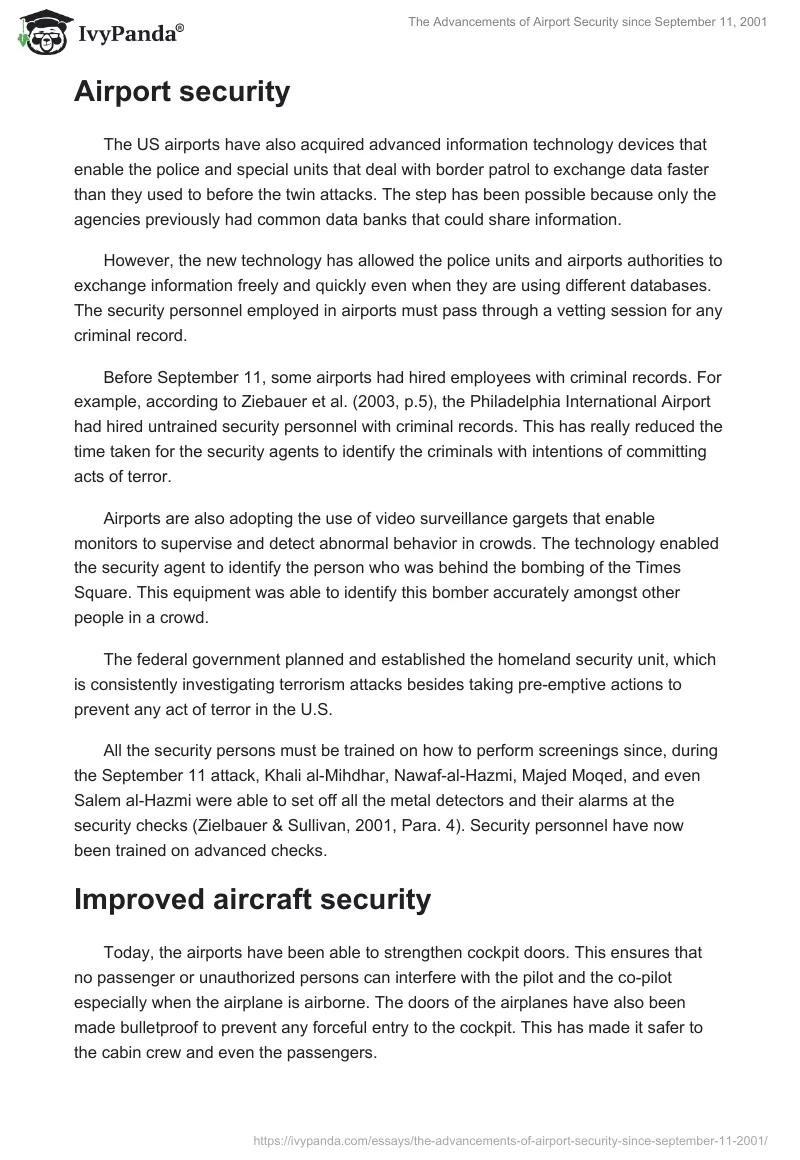 The Advancements of Airport Security Since September 11, 2001. Page 3
