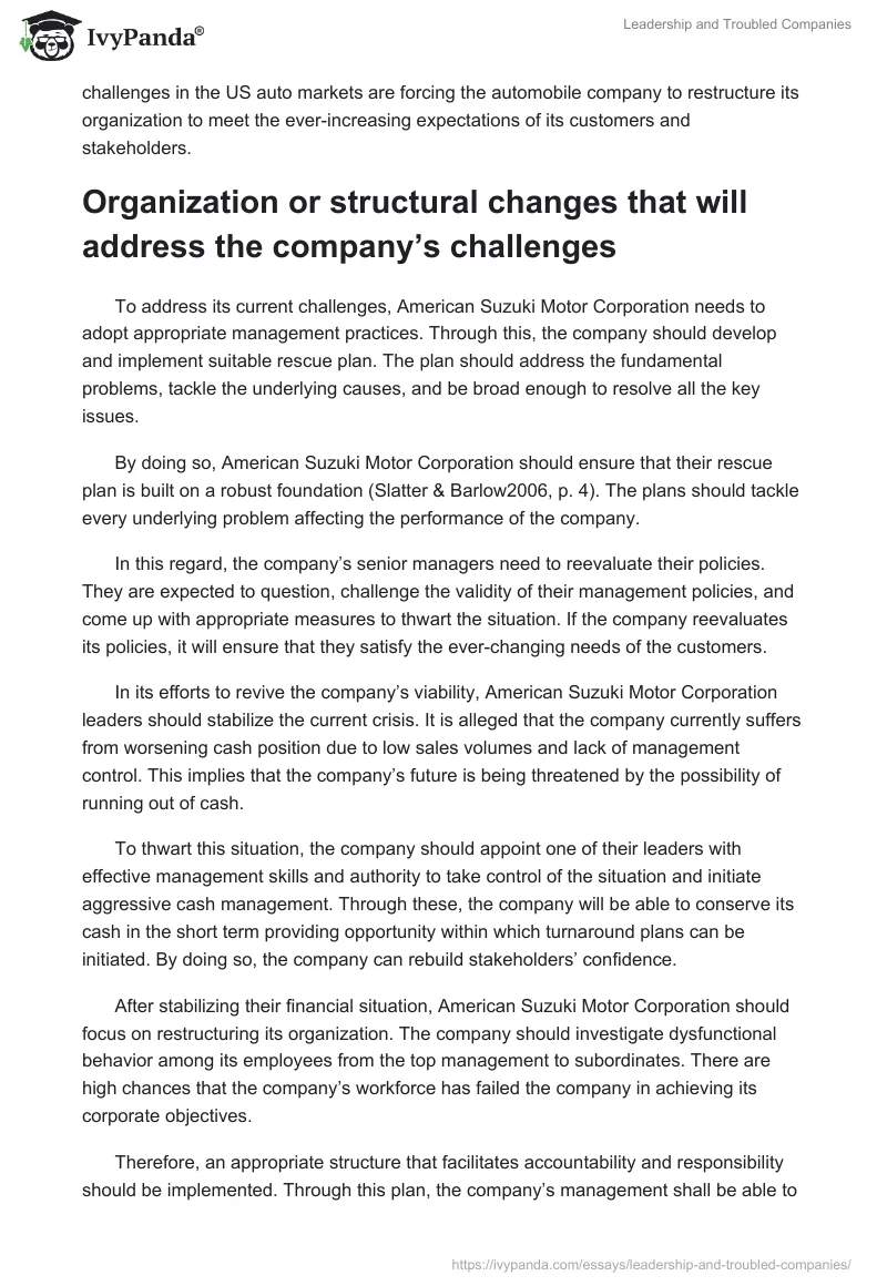 Leadership and Troubled Companies. Page 3
