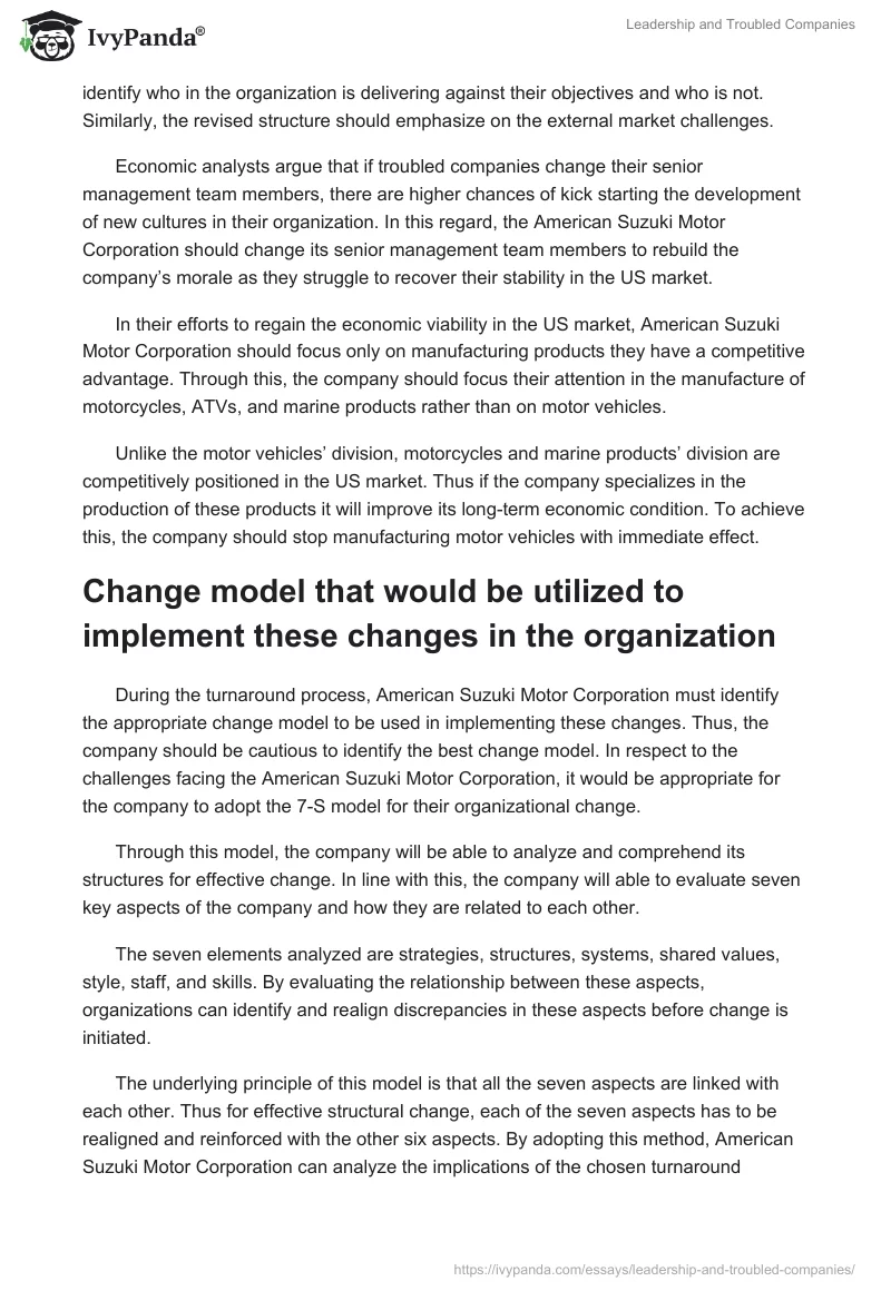 Leadership and Troubled Companies. Page 4