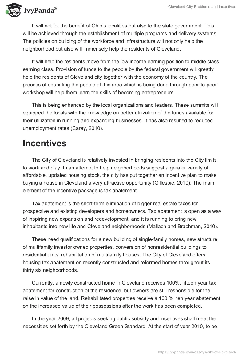Cleveland City Problems and Incentives. Page 4